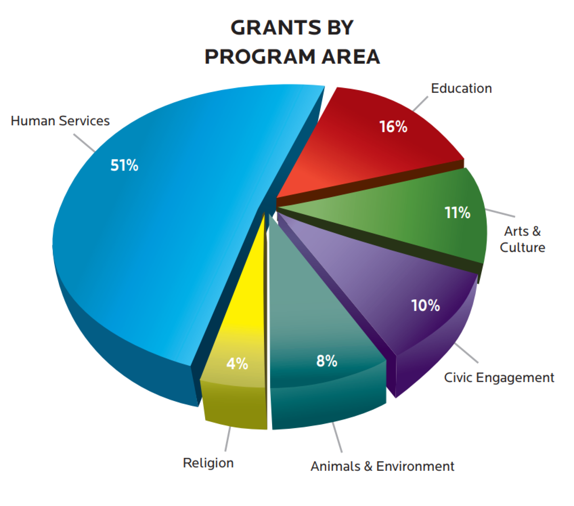 areas of giving pie chart